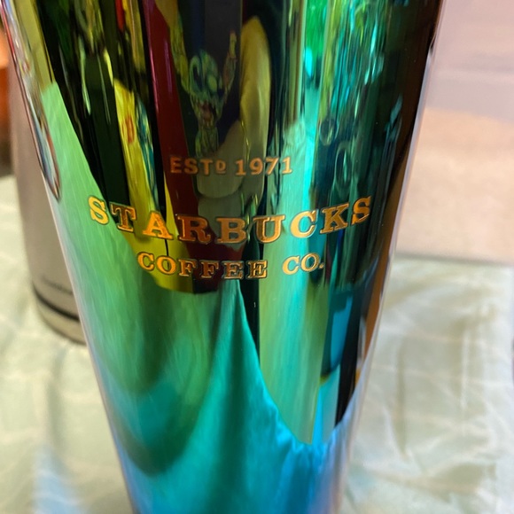 Starbucks NWT Colorful Oil Slick Gradient Purple/Green 20oz Glass Tumbler - Picture 2 of 5